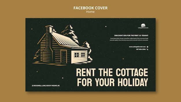 Free PSD vacation cottage rent social media cover template