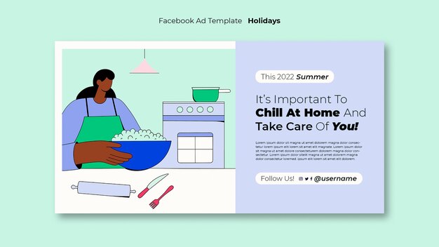 Free PSD vacation from home social media promo template