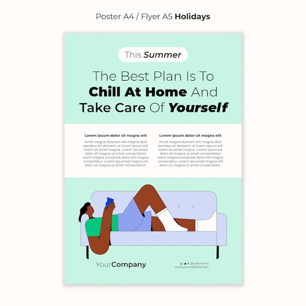 Free PSD vacation from home vertical poster template