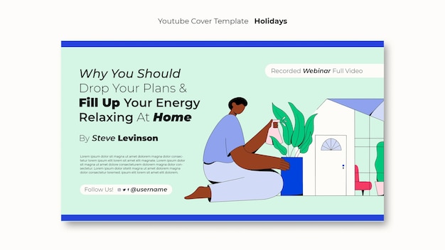 Free PSD vacation from home youtube cover template