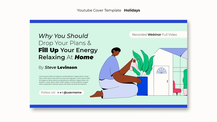 मुफ़्त PSD vacation from home youtube cover template