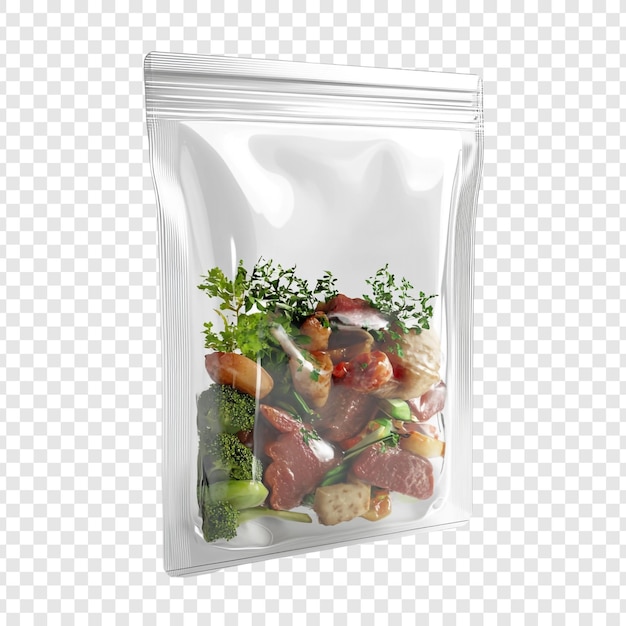 진공 봉인 식사 키트 맛있는 고기와 채소 혼합물