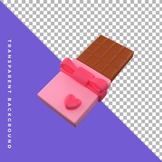 Валентина шоколад сладкий розовый любовь 3d иллюстрация Premium Psd