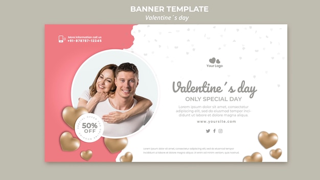 Free PSD valentine day banner template