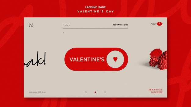 Free PSD valentine day landing page