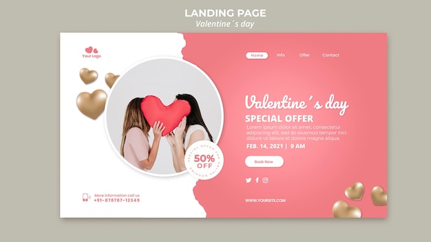 Free PSD valentine day landing page