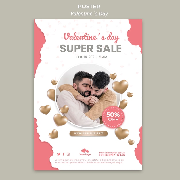 PSD gratuito modello di poster di san valentino