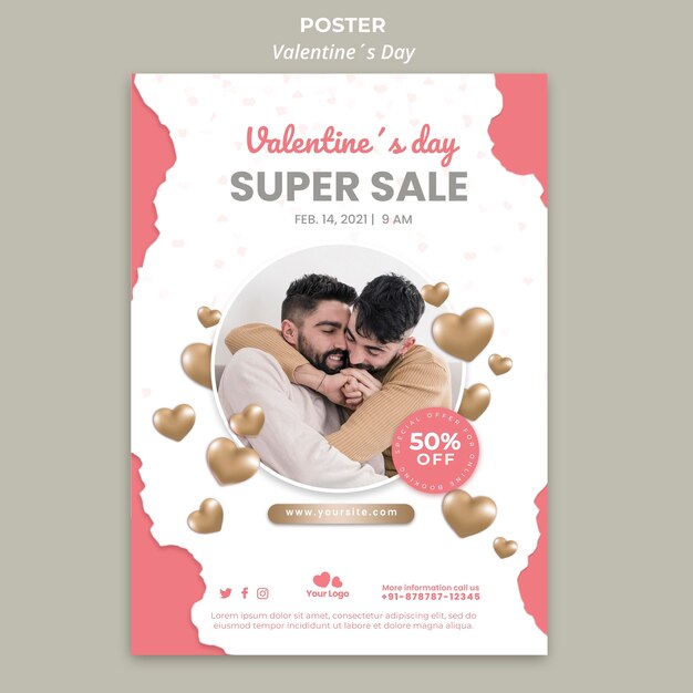 Valentine day poster template