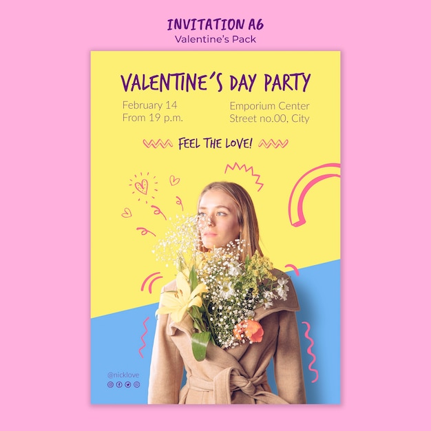 Valentine's day a6 invitation template