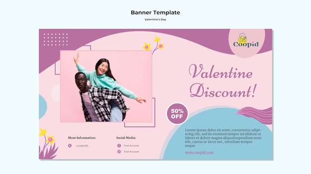 Valentine's day banner template with photo