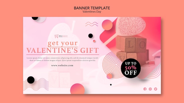 Valentine's day banner template with photo