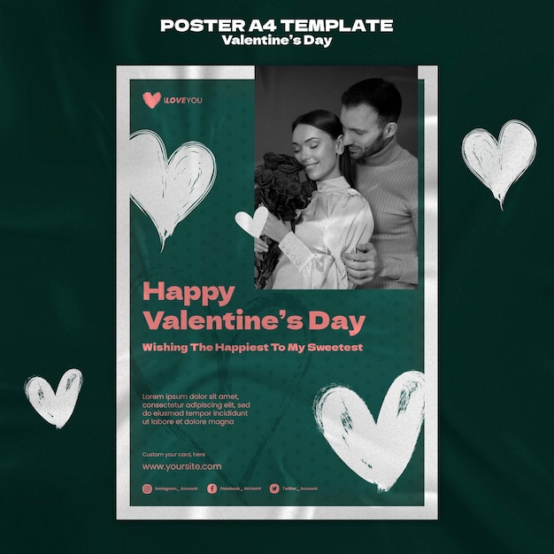 무료 PSD 발렌타인 데이 축하 a4 포스터