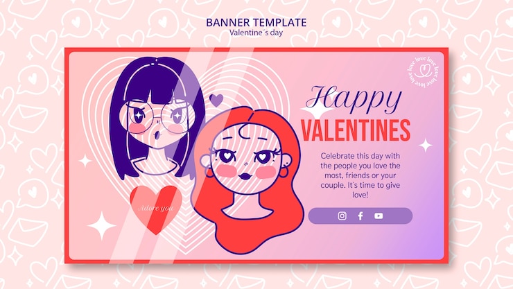 無料PSD バレンタインデーのお祝いバナーテンプレート