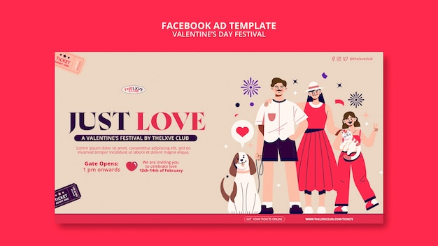 無料PSD バレンタインデーのお祝いのfacebookテンプレート