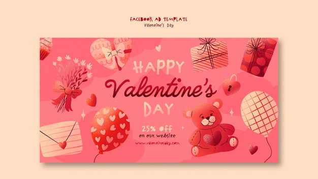 PSD gratuito modello di facebook per la celebrazione di san valentino