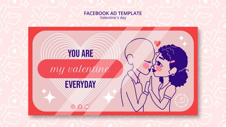 無料PSD バレンタインデーのお祝いのfacebookテンプレート