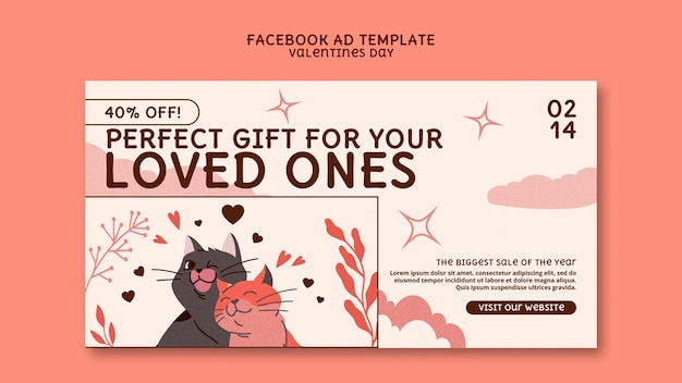 PSD gratuito template di facebook per la celebrazione del giorno di san valentino
