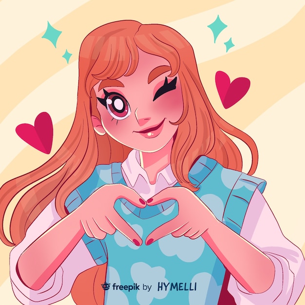 valentine's day celebration illustration with woman and heart sign