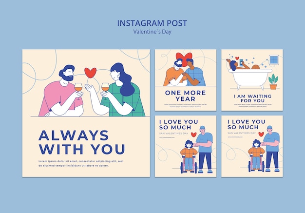 PSD gratuito modello di post di instagram per la celebrazione di san valentino