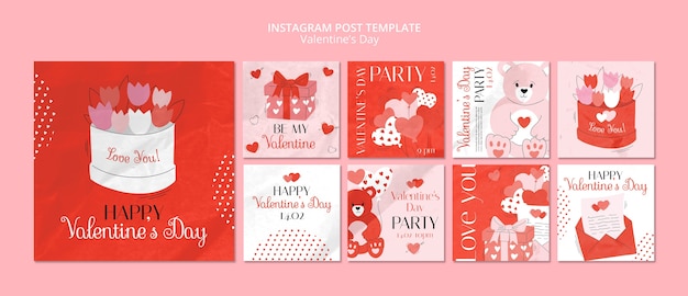 無料PSD バレンタインデーのお祝いinstagramの投稿テンプレート