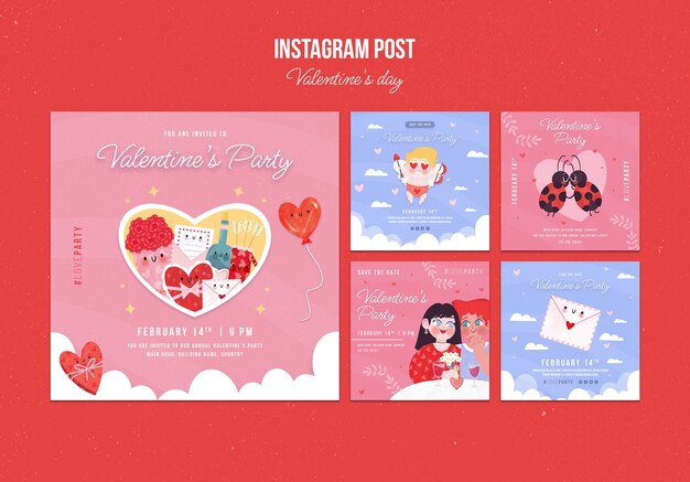 PSD gratuito modello di post di instagram per la celebrazione di san valentino