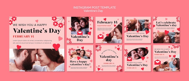 무료 PSD 발렌타인 데이 축하 instagram 게시물