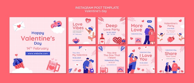 PSD gratuito post di instagram per la celebrazione di san valentino