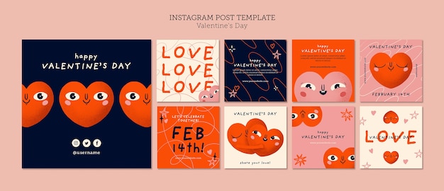 PSD gratuito post di instagram per la celebrazione di san valentino