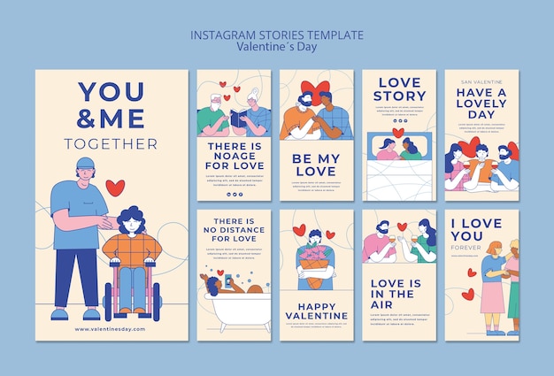 PSD gratuito modello di storie di instagram per la celebrazione di san valentino