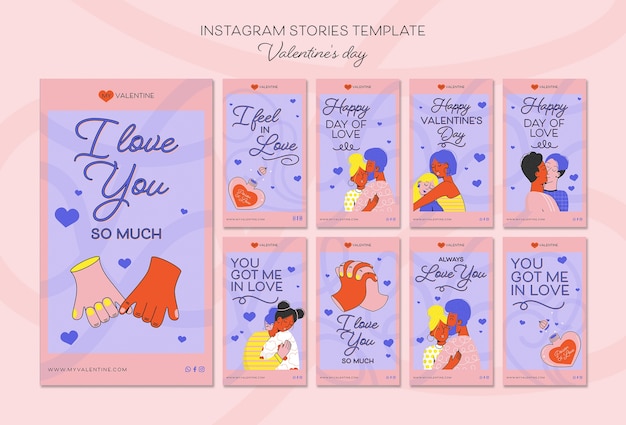 PSD gratuito modello di storie di instagram per la celebrazione di san valentino