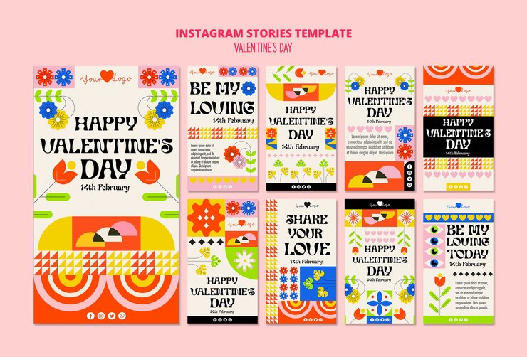 無料PSD バレンタインデーのお祝いのinstagramストーリー
