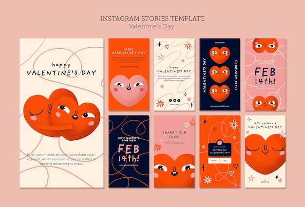 PSD gratuito storie di instagram per la celebrazione di san valentino