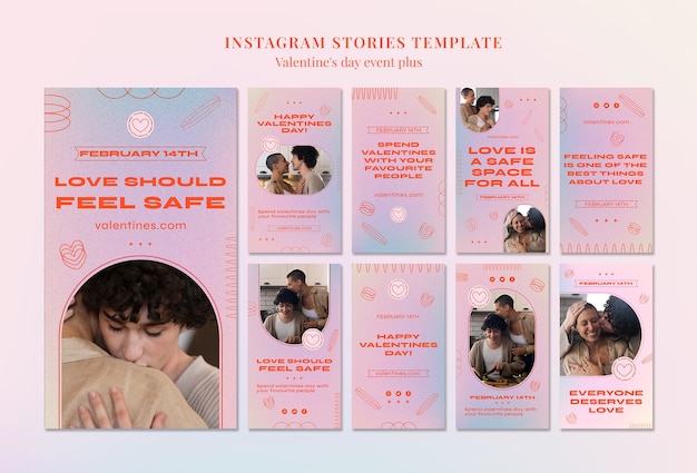 PSD gratuito storie di instagram per la celebrazione di san valentino