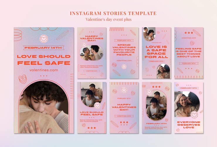 無料PSD バレンタインデーのお祝いのinstagramストーリー