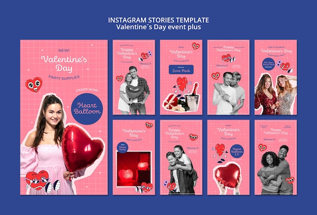 PSD gratuito storie di instagram per la celebrazione di san valentino