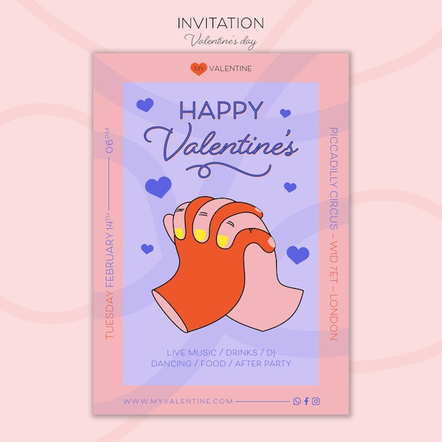 Free PSD valentine's day celebration invitation template