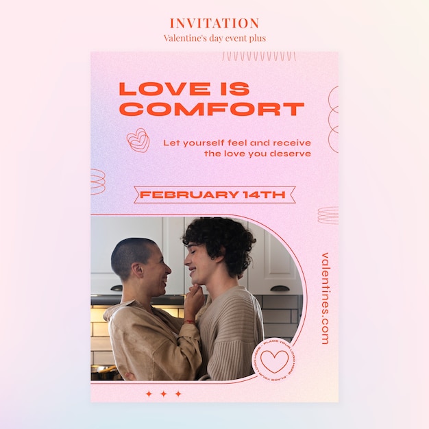 Free PSD valentine's day celebration invitation template