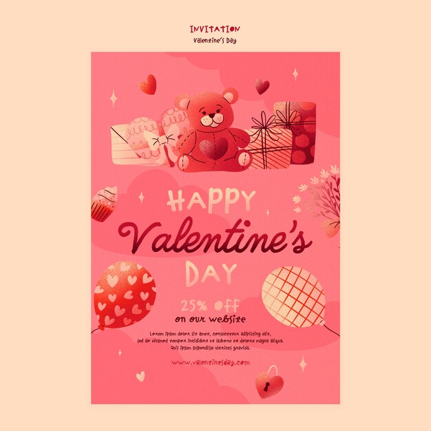 무료 PSD 발렌타인 데이 축하 초대장 서식 파일