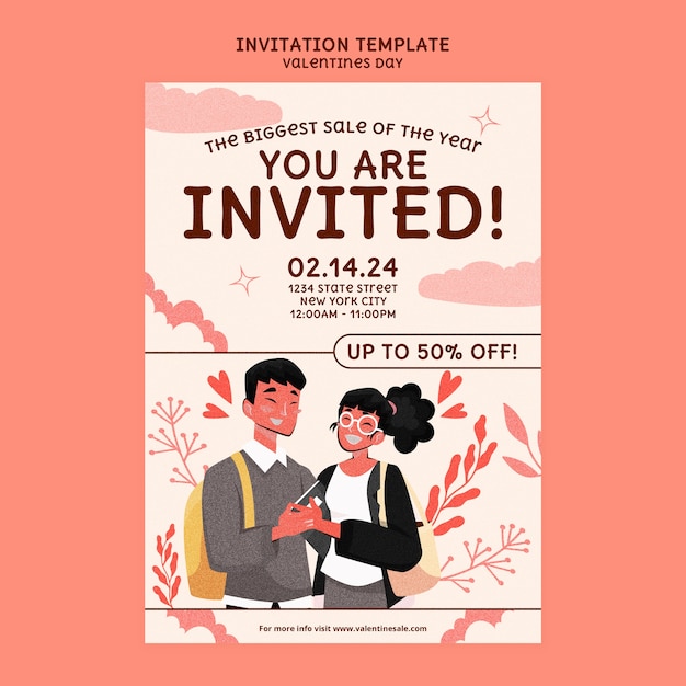 Valentine's day celebration invitation template