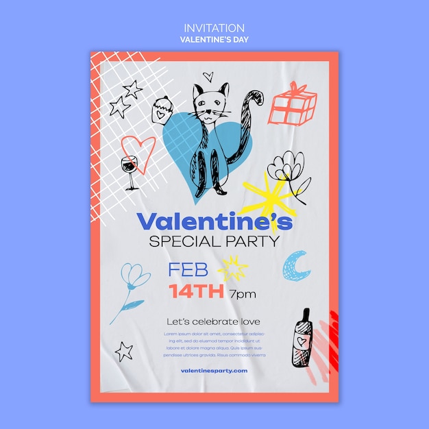 Free PSD valentine's day celebration invitation