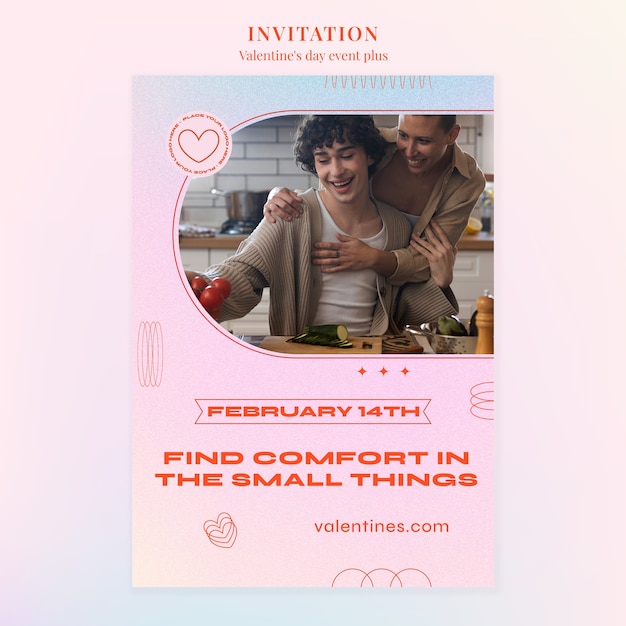 Valentine’s day celebration invitation free PSD download