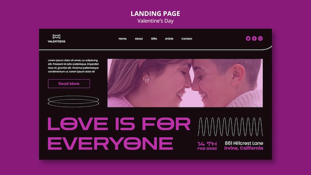 Free PSD valentine's day celebration landing page template