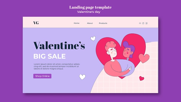 Free PSD valentine's day celebration landing page template