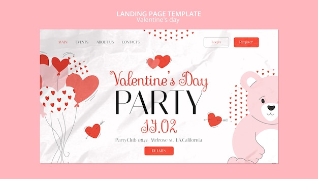 Free PSD valentine's day celebration landing page