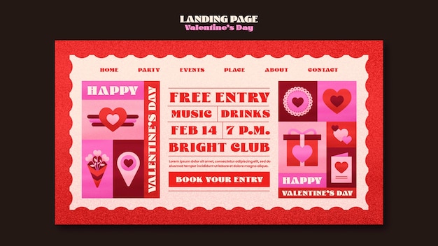 Free PSD valentine's day celebration landing page