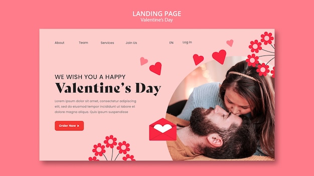 Free PSD valentine's day celebration landing page