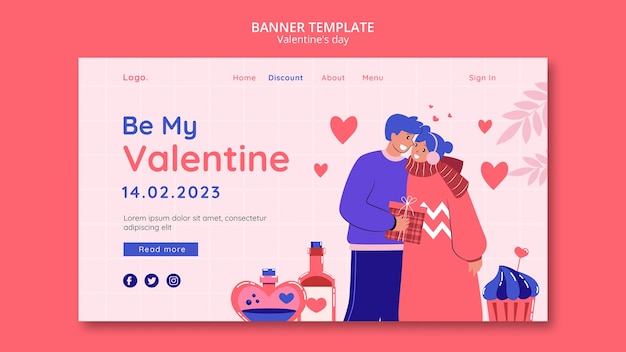 Free PSD valentine's day celebration landing page