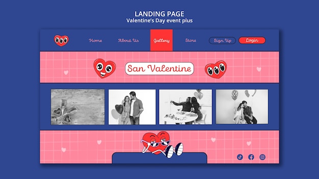 PSD gratuito pagina di destinazione per la celebrazione di san valentino