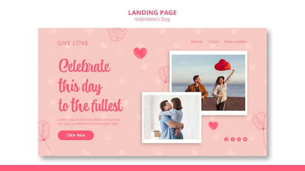 Free PSD valentine's day celebration landing page