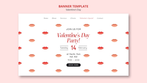 Free PSD valentine's day celebration landing page